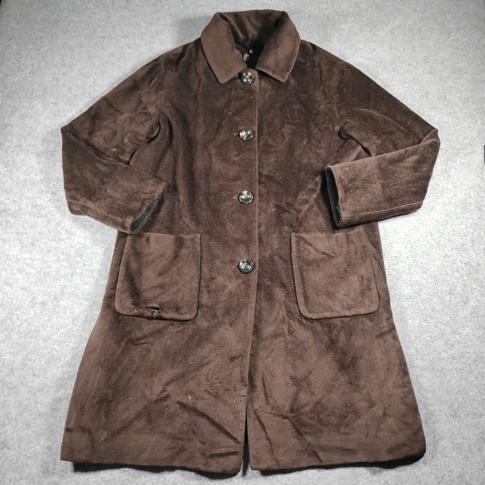 Pendleton Women's Brown Virgin Wool Blend Plush Fleece Button Car Coat Jacket L